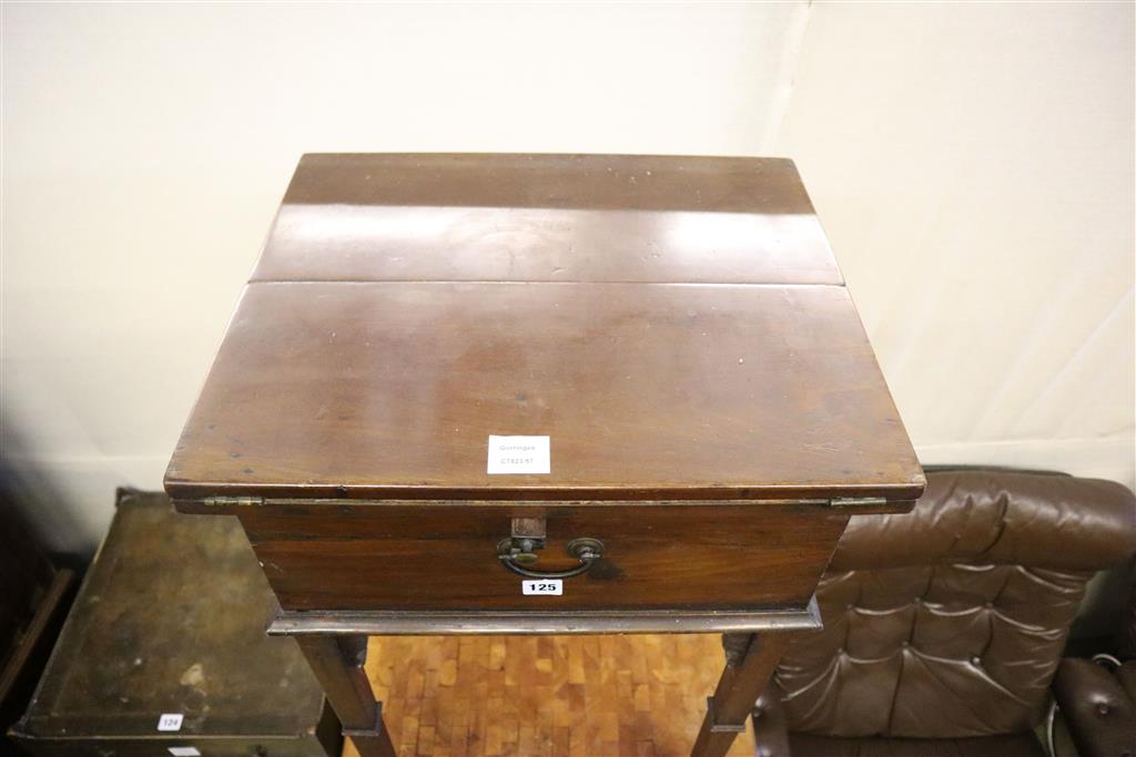 A 19th century mahogany writing table with leather insert, width 50cm, depth 42cm, height 77cm